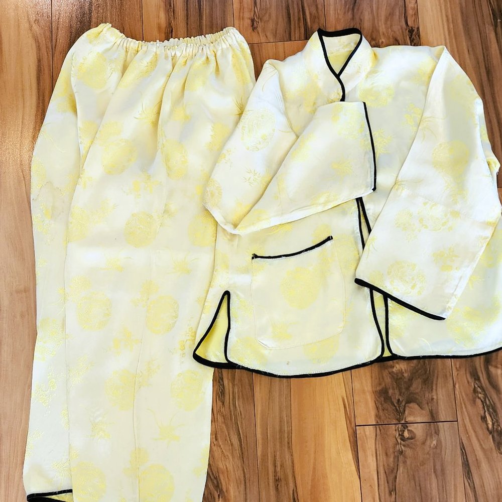 Vintage-Made Child's Japanese Sleep Set Yellow Silk